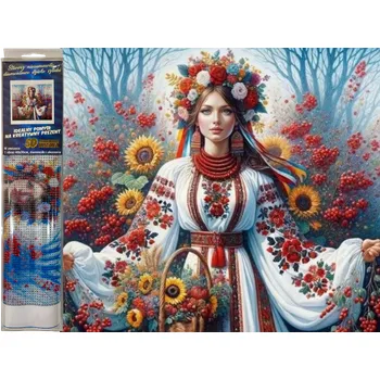 Diamantové malování Diamantový obrázek slovanská žena a slunečnice 30 x 40 cm