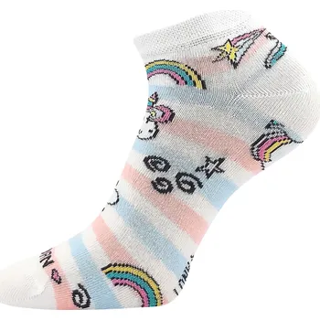 Dívčí kotníčkové ponožky bílé jednorožec Dedonik Fuski Boma