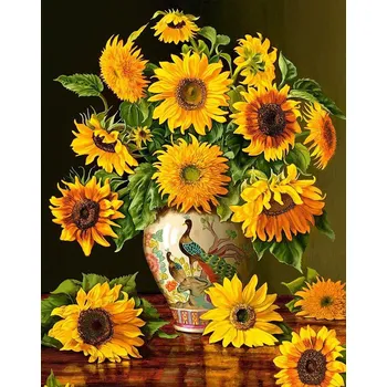Diamantové malování Diamantové malování Slunečnice ve váze 30x40cm