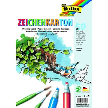 Karton na kreslení DIN A4, 50 listů, 200 g/m2 – bílý, pevný a odolný pro kresbu a malbu