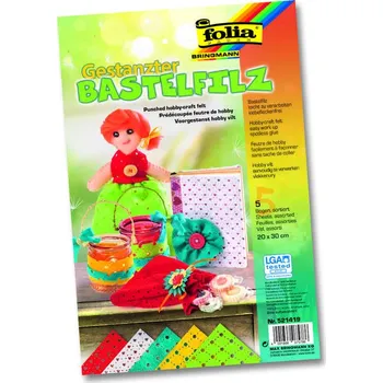 Dekorační filc s vyseklými motivy „Celý rok“ – 5 listů - 5 barev