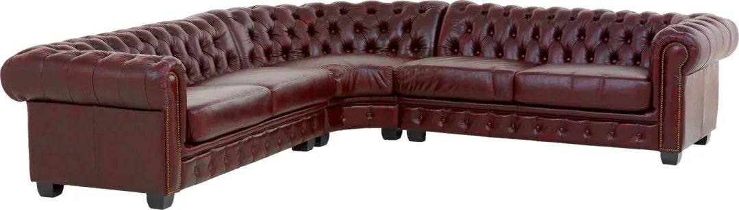 Sedací souprava kůže Chesterfield III červená