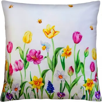 Polštář Dekorační polštář SPRING TULIPS 40x40 cm Mybesthome Varianta: Povlak na polštář s výplní, 40x40 cm