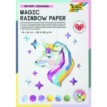 Umělecký papír Iridescentní duhový papír 12 listů 24x34 cm – kreativní papíry na tvoření a dekorace