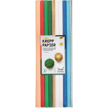 Umělecký papír Krepový papír - sada 10 rolí VÁNOCE - 50 x 200 cm - pro tvoření a dekorace