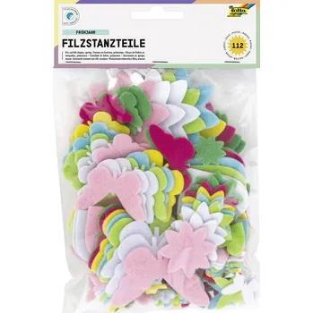 Filcové výseky 112 ks – jarní květiny a motýli, samolepící