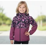 DÍVČÍ SOFTSHELLOVÁ BUNDA S KYTKAMA FM008 Velikost: 116, Barva: Vínový melír s kytkama