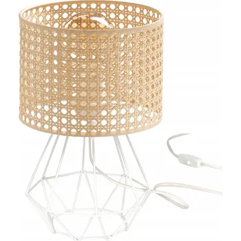 Lampička NOČNÍ LAMPA STOLNÍ KANCELÁŘSKÁ LAMPIČKA SE STÍNIDLEM S DÍRKAMI RATTAN BÉŽOVÁ
