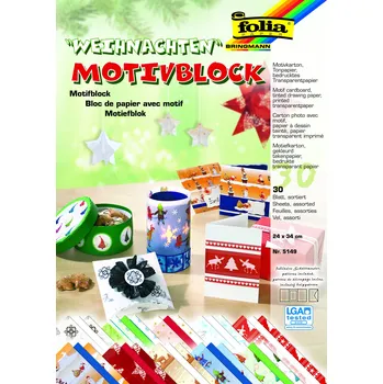 Umělecký papír Blok s vánočním motivem 2 24x34 cm 30 listů mix