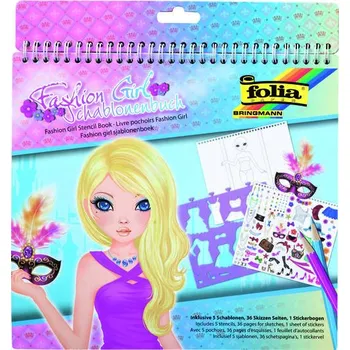 Výuková hračka Kreativní kniha pro děti – Šablony a samolepky FASHION GIRL