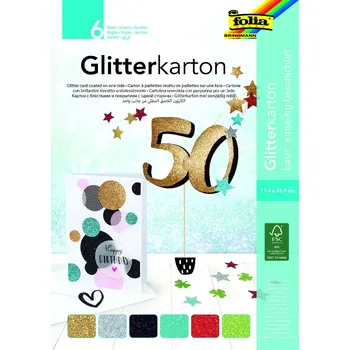 Výtvarný papír Barevný papír se třpytkami, 17,4 x 24,5 cm 6 listů