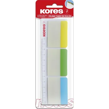 Samolepící bloček KORES popisovací rozřaďovač na pravítku 50 x 37 mm, 3 x 10 lístků, mix barev