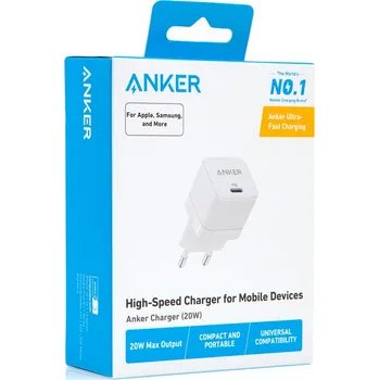 20W EU napájecí adaptér / nabíječka ANKER pro Apple iPhone / iPad - USB-C - bílý