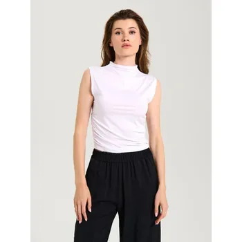 Oblečení a móda Sinsay - Halenka se stojáčkem a řasením po stranách - bílá - 634EU-00X - 634EU-00X-S