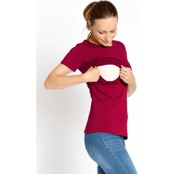 Těhotenská móda Krásná mamka Adaptivní tričko Paola wine burgundy Velikost: XS