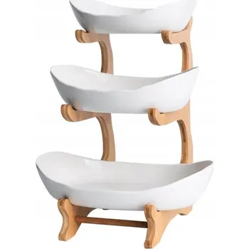 BAMBUSOVÝ STOJAN NA OVOCE PODNOS 3 PATROVÝ SE 3 MISKY MISKA NA ZELENINU