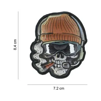 Gumová nášivka 101 Inc UV Skull Beanie Warrior - barevná