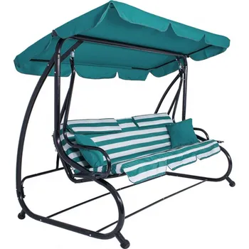 Zahradní houpačka Springos Zahradní houpačka MALIBU 4-místná, zeleno-bílá