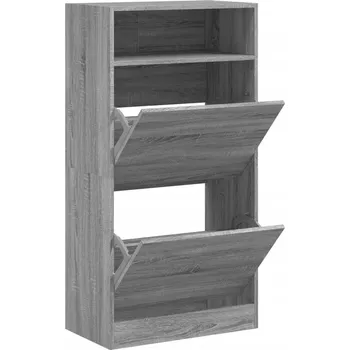 Úzká botník s Deskoun, Šedý Dub Sonoma, 60x34x116 cm