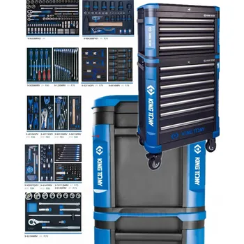 Dílenský vozík s nástavbou, 11 zásuvek, s vybavením 308 dílů KING TONY