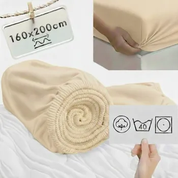 Prostěradlo PROSTĚRADLO S GUMOU JERSEY PARIS BAVLNA 160X200 + 25 CM ZLATAVÁ BARVA