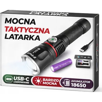 Svítilna VÝKONNÁ LED NABÍJECÍ TAKTICKÁ SVÍTILNA ZOOM USB