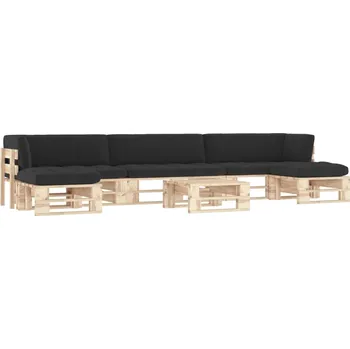 Zahradní sestava zahrada-XL 6dílná zahradní sedací souprava z palet s poduškami borovice 3066968