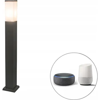 Bezpečnostní kamera Kvadratický osvětlovací sloupek QAZQA E27 80 cm šedý