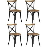 ZBXL Židle s křížem 4 ks černé masivní mangovníkové dřevo