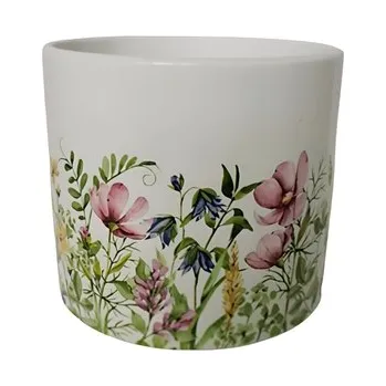Květináč Keramický květináč s motivem lučního kvítí C 16 cm