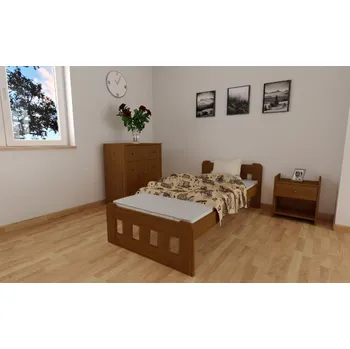 Ložnice Postel Nika 90 x 200 cm dub masiv borovice zvýšená + rošt ZDARMA
