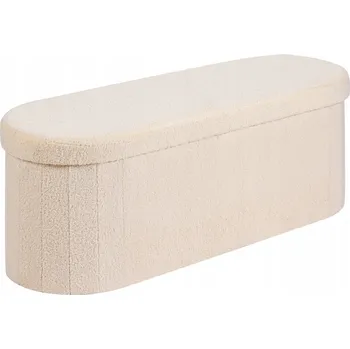 Taburet Puf s úložným prostorem 110x38x38 cm, odolný proti skvrnám, skládací, oválný, béžový