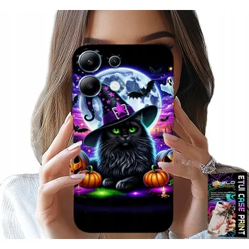 Pouzdro na mobilní telefon POUZDRO PRO XIAOMI NOTE 14S - ČERNÁ KOČIČKA HALLOWEEN SALEM DÝNĚ