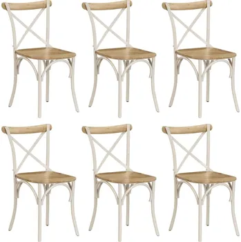 Jídelní židle Židle s křížem 6 ks bílé masivní mangovníkové dřevo 278772