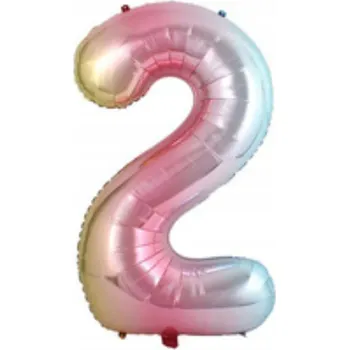 Balónek Fóliový Balón s Heliem Číslice 2 Duhový Metalický 100 cm Dekorace na Narozeniny