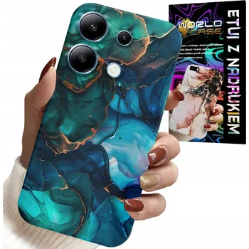 Pouzdro na mobilní telefon POUZDRO PRO XIAOMI NOTE 14S – MODROZELENÝ MRAMOR ZADNÍ KRYT