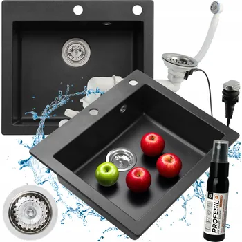 Granitový dřez Jednokomorový granitový dřez Moderno Annie černý