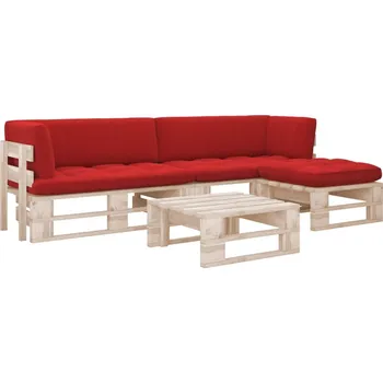 Zahradní sestava 4dílná zahradní sedací souprava z palet s poduškami borovice - 8720286312223