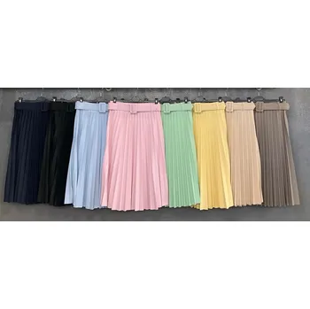 Dámská sukně MIDI sukně plisé s páskem 29398 barva: béžová