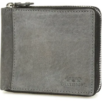 Peněženka Kožená peněženka na zip, velká, horizontální, RFiD, nubuk šedá Beltimore H01