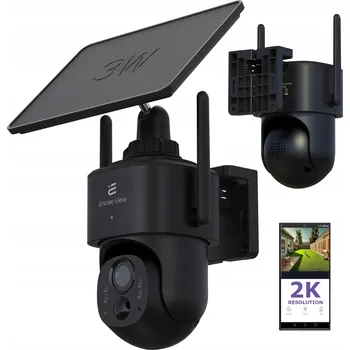 IP kamera Venkovní otočná WiFi kamera 2K s reproduktorem Encore View + Solární panel, IP65