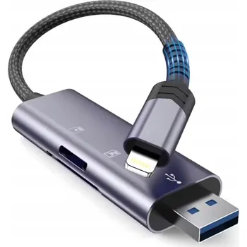 Čtečka paměťových karet ČTEČKA PAMĚŤOVÝCH KARET SD MICRO SD PRO IPHONE LIGHTNING / USB-A ŠEDÁ
