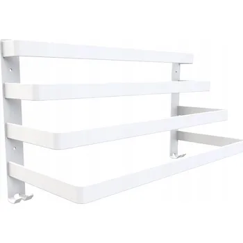 Věšák Nástěnný věšák na RUČNÍKY do KOUPELNY loft BÍLÝ 60 cm 4 úrovně HÁČKY