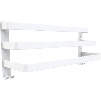 Věšák Nástěnný věšák na RUČNÍKY do KOUPELNY loft BÍLÝ 60 cm 3 úrovně HÁČKY
