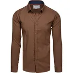 Pánská hnědá košile s dlouhým rukávem DX2593 Velikost: M