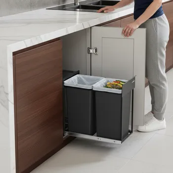 Odpadkový koš Paradox Výsuvný odpadkový koš GALANT 300mm - 2 x15L / Černá