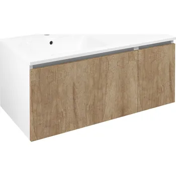 Umyvadlo Sapho LOREA skříňka 100x46x51,5cm (70+30cm), levá, dub alabama/bílá mat