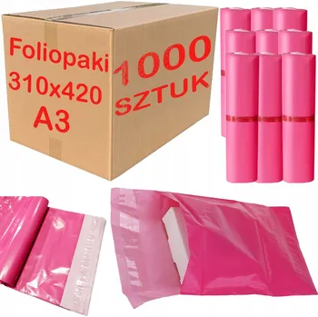Obálka Plastové Obálky 310x420 mm Růžová obálka pro balení A3 - 1000 ks