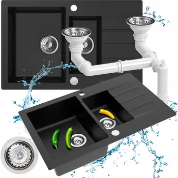 Granitový dřez Dřez jednopůlkomorový Moderno Annie 120 granit černý