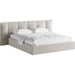 Micadoni Světle béžová sametová dvoulůžková postel Eric 180 x 200 cm s úložným prostorem